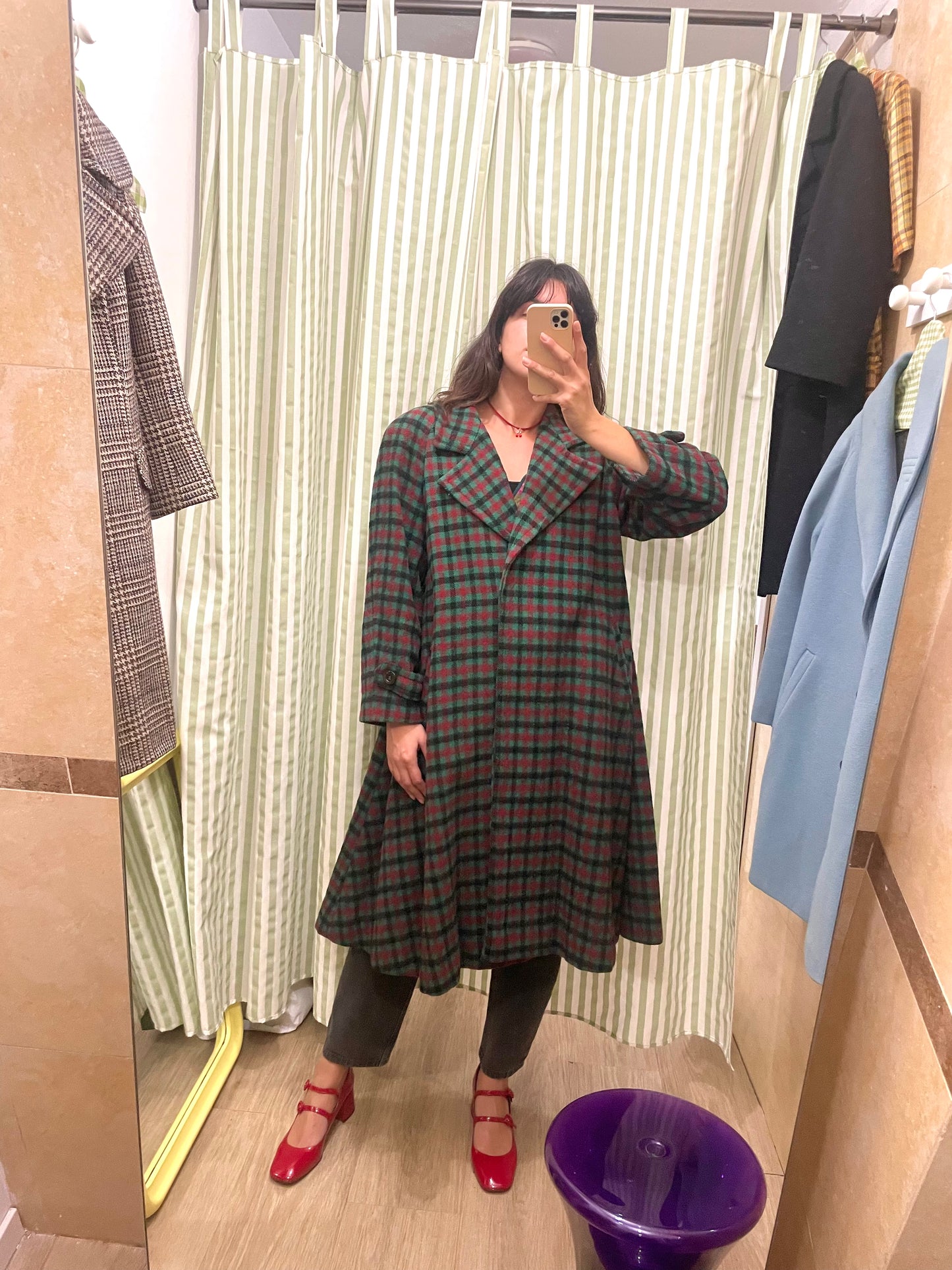 Vintage Checked Wool and Alpaca Coat