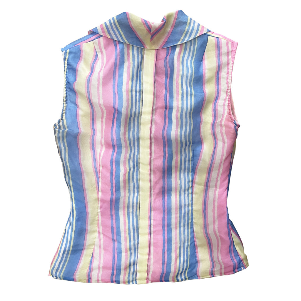Vintage Sleeveless Shirt Tailored Colourful 1950s