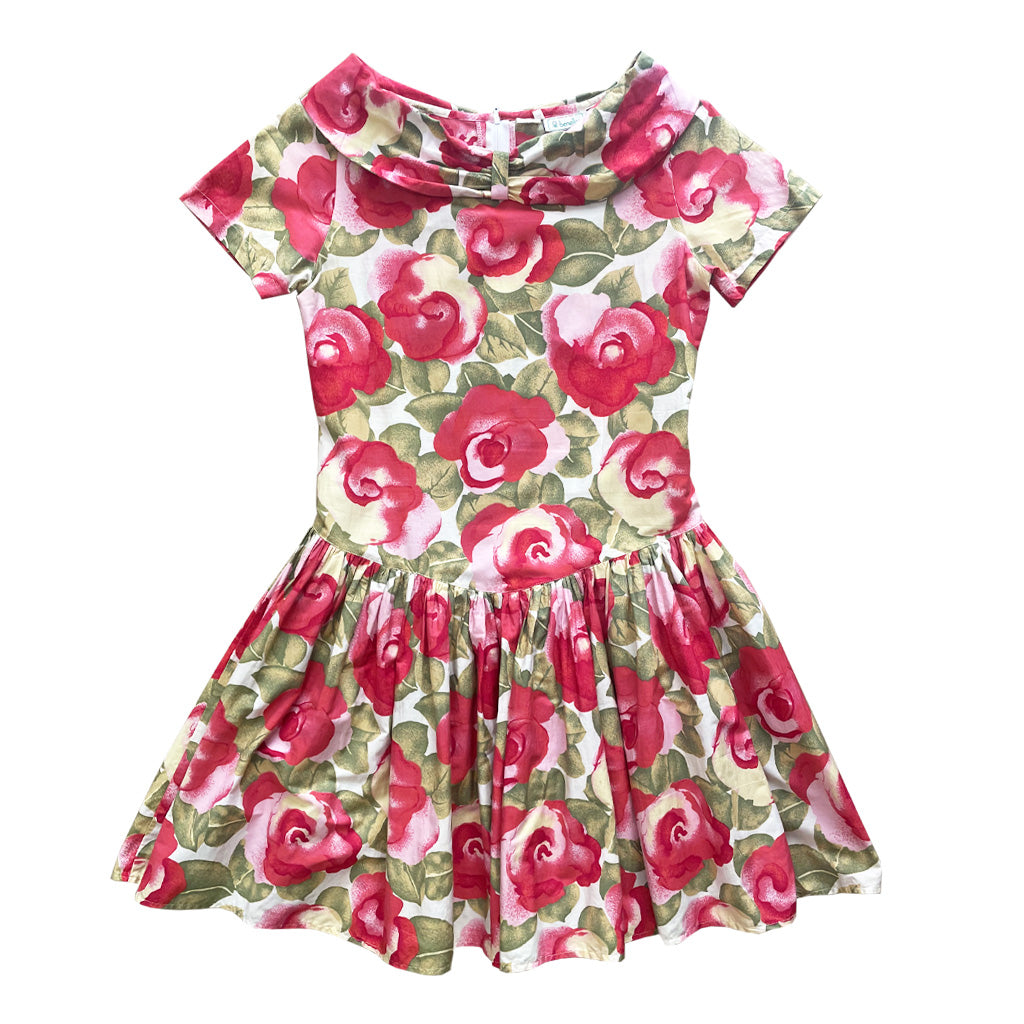 Vintage Floral Pattern Cotton Dress - Benetton 1980s
