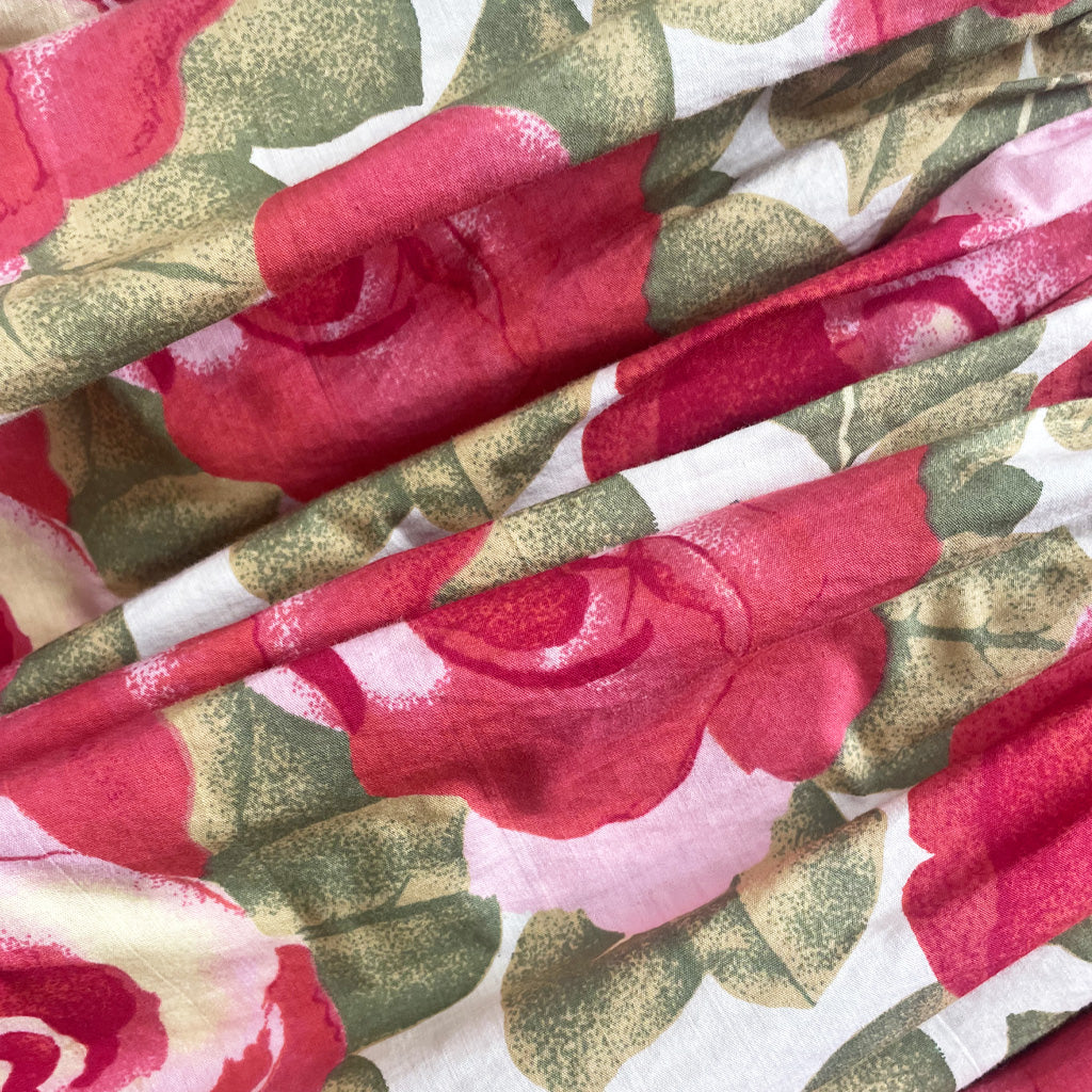 Vintage Floral Pattern Cotton Dress - Benetton 1980s