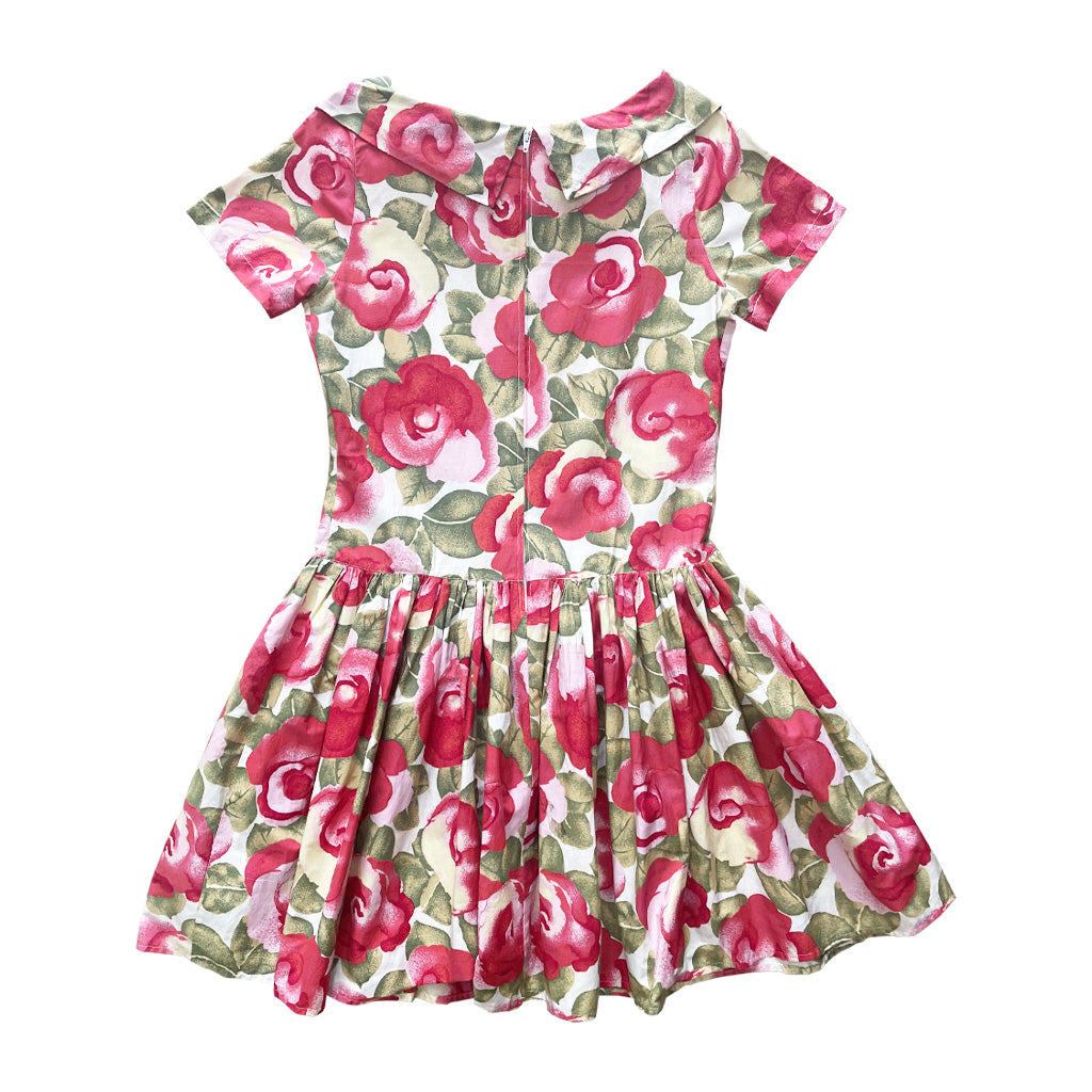 Vintage Floral Pattern Cotton Dress - Benetton 1980s