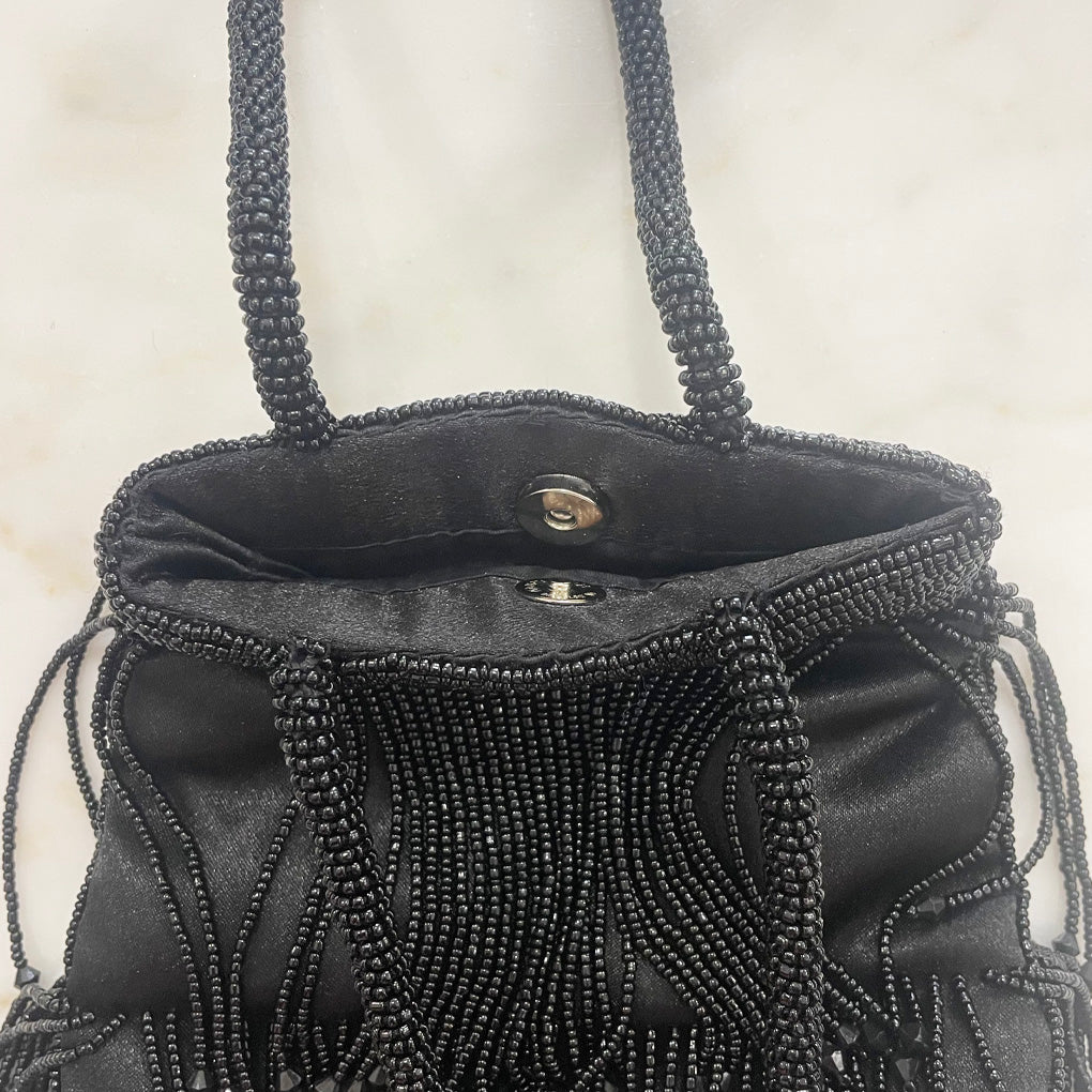 Vintage Beaded and Satin Fringe Bag