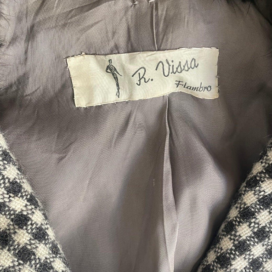 Vintage Checked Wool Jacket with Fur 1960s