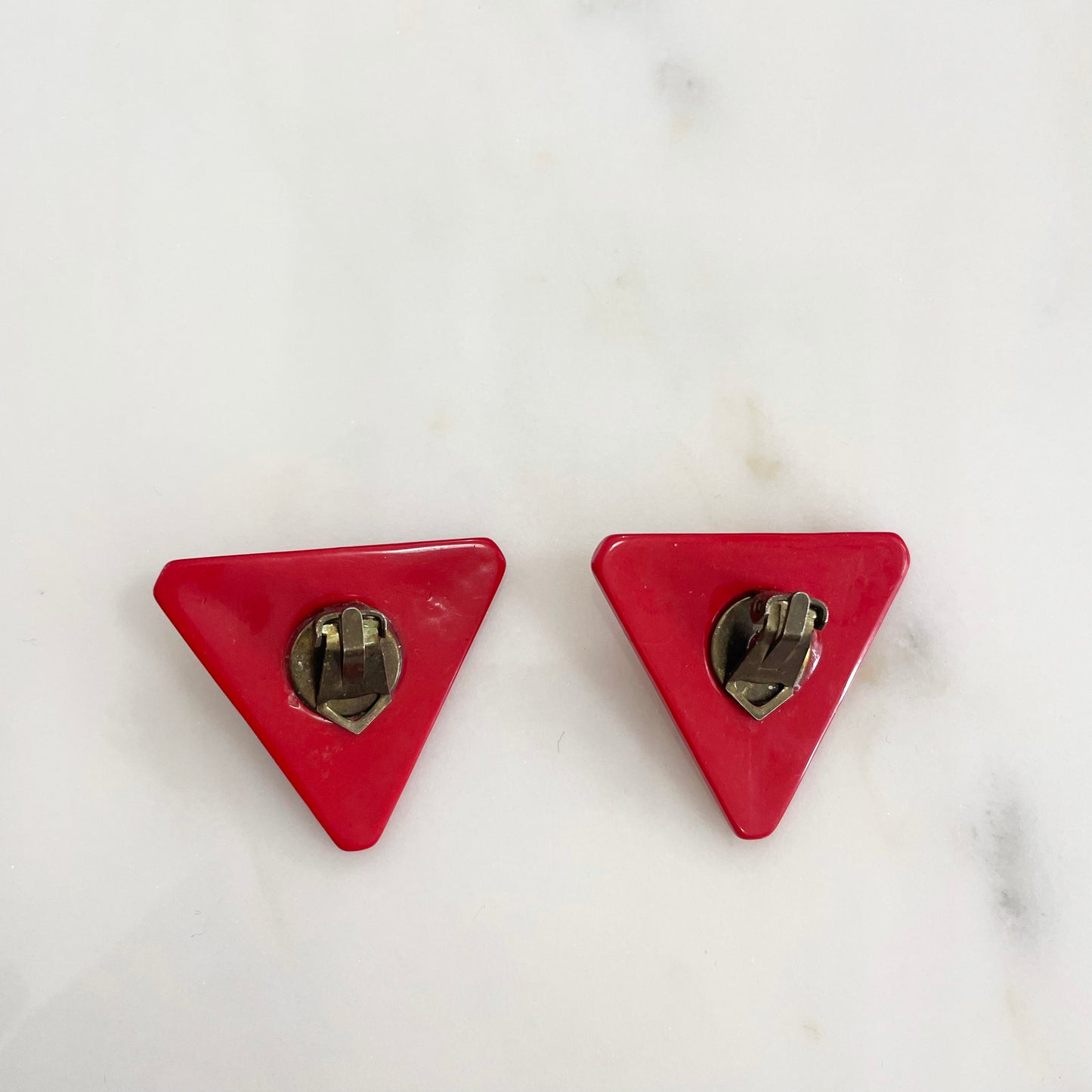 Vintage Red Triangle Earrings 1960s