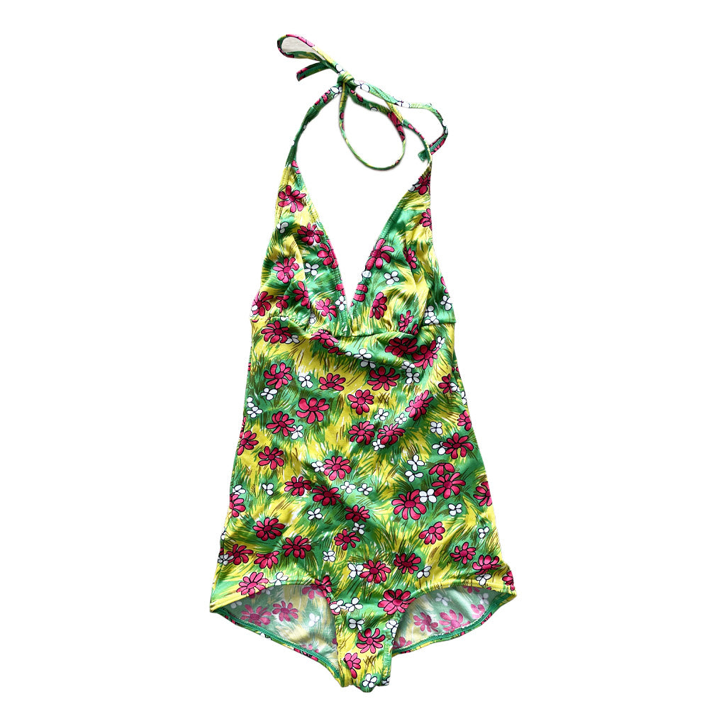 Vintage Patterned One Piece Swimsuit 1970s