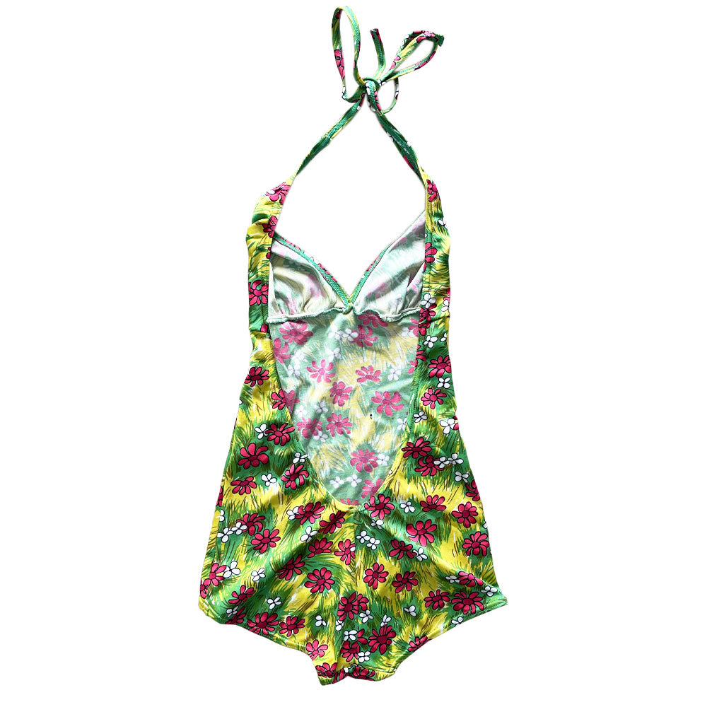 Vintage Patterned One Piece Swimsuit 1970s