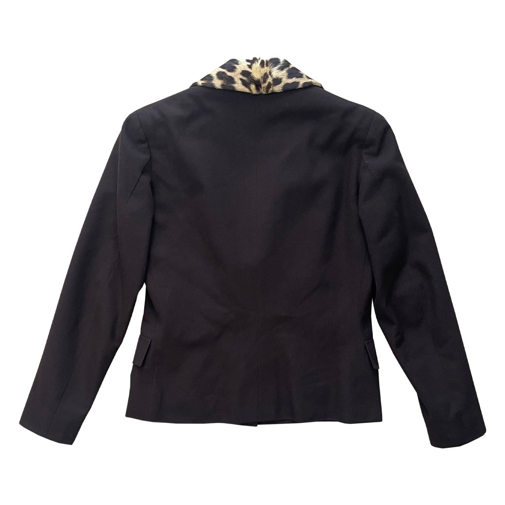 Vintage Brown Jacket With Leopard Fur Collar 1990s