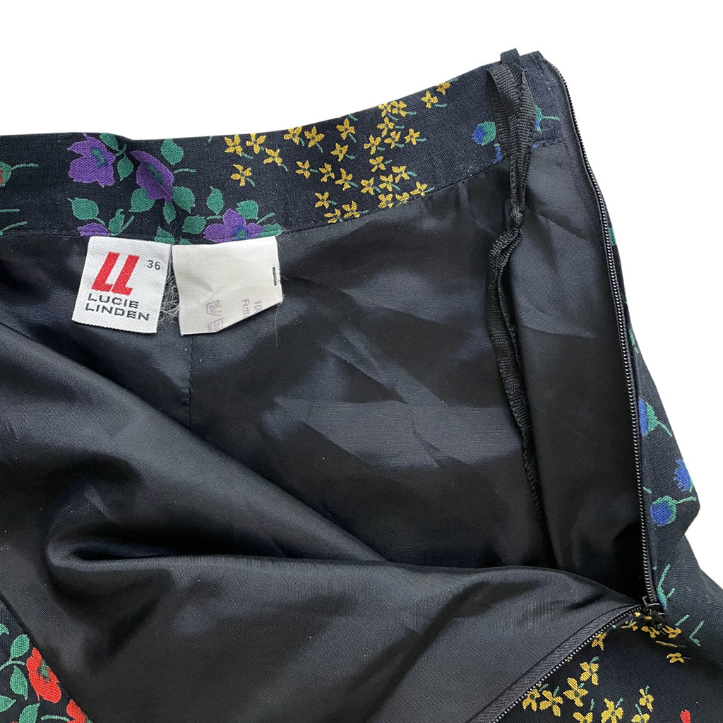 Vintage Floral Midi Circle Skirt 1970s