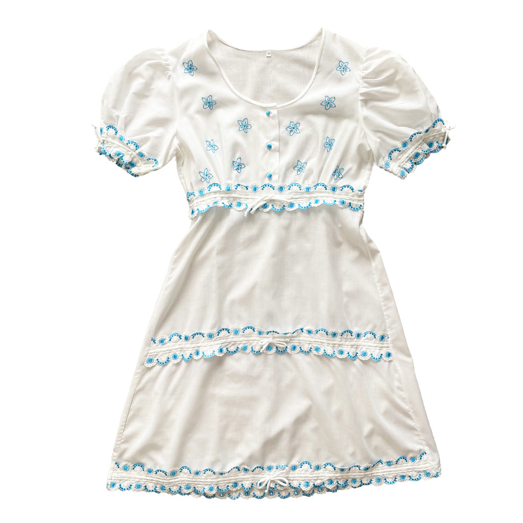 Vintage White Cotton Dress 1960s