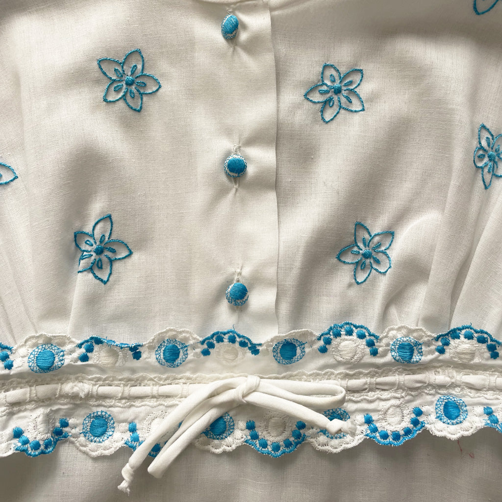 Vintage White Cotton Dress 1960s