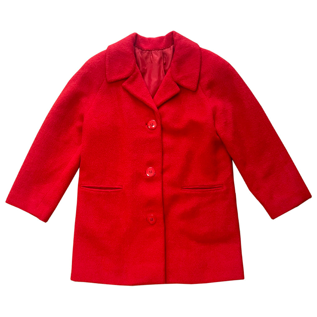 Vintage Red Wool Coat Handmade 70/80s