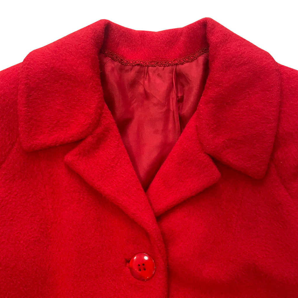 Vintage Red Wool Coat Handmade 70/80s