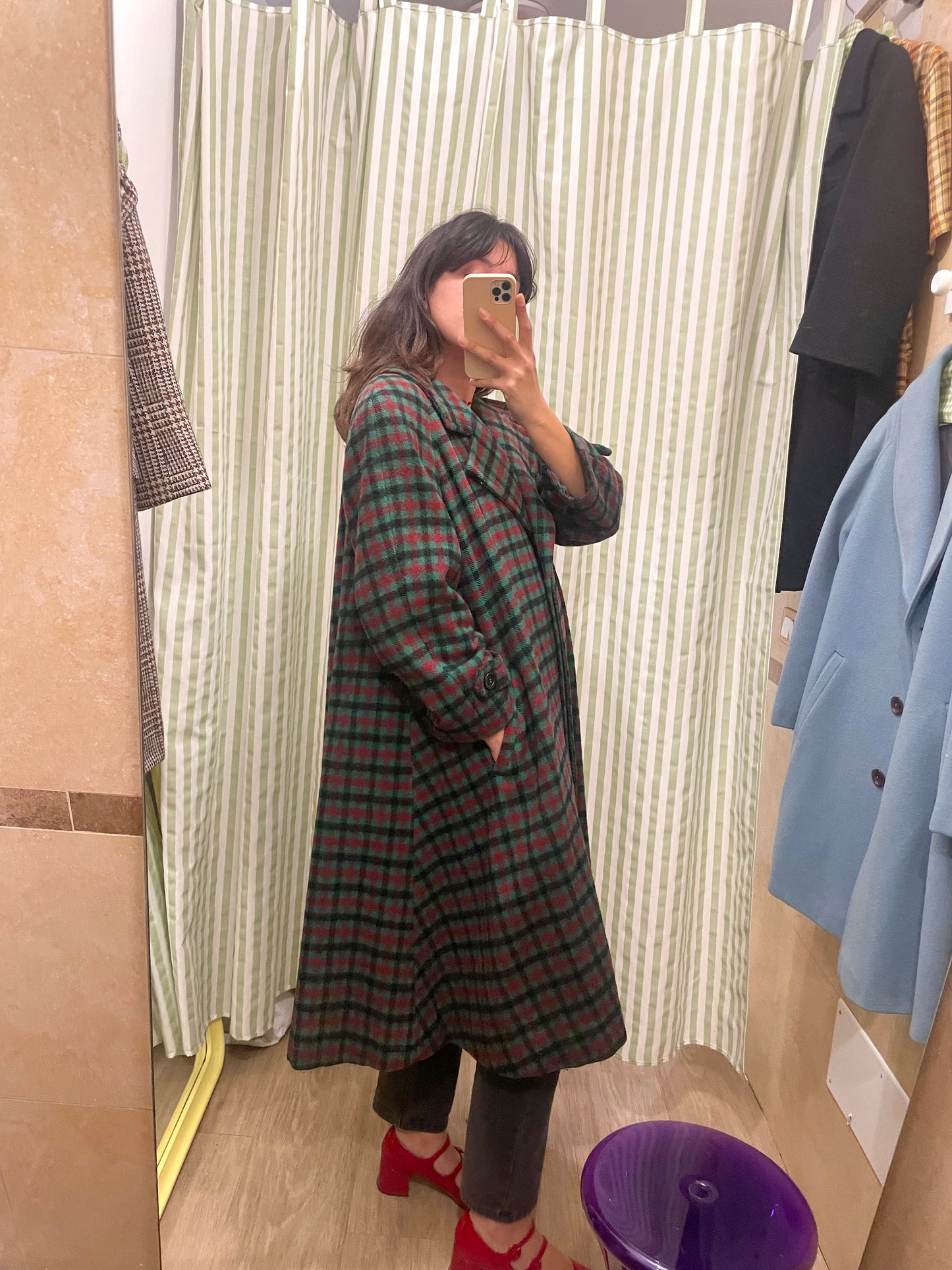 Vintage Checked Wool and Alpaca Coat