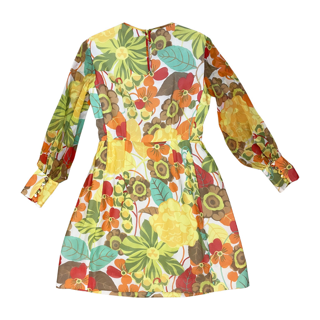 Vintage Floral Print Dress Handmade 1970s