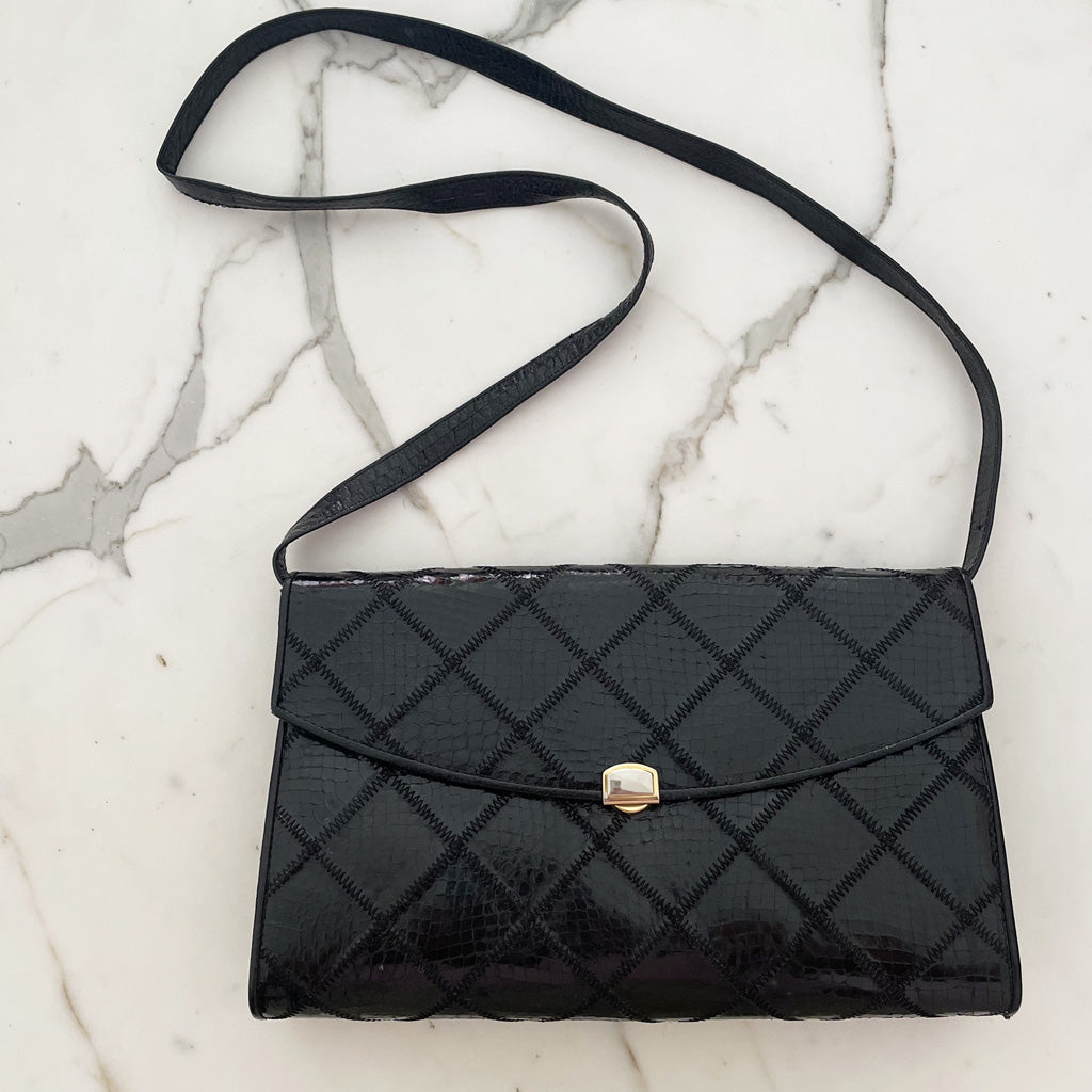 Vintage Black Shoulder Bag 1960s