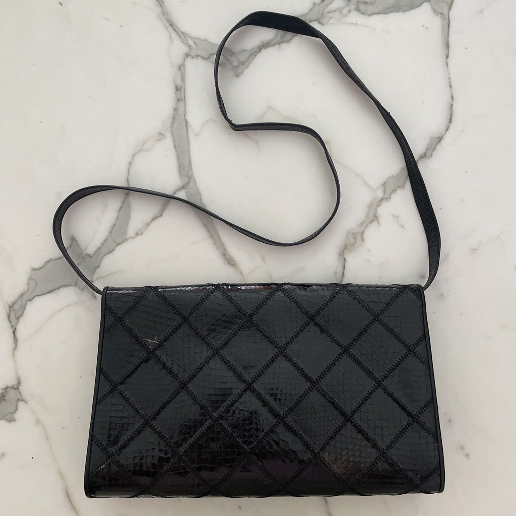 Vintage Black Shoulder Bag 1960s