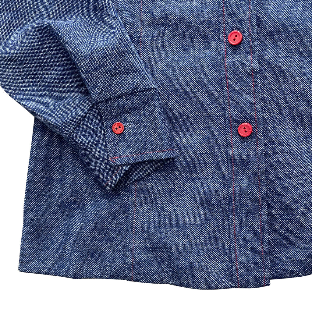 Vintage Jeans Effect Shirt With Embroidery 1970s