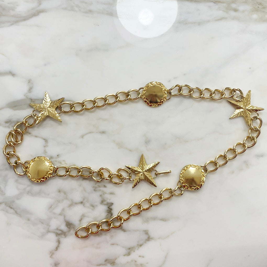 Vintage Gold Belt With Stars 1970/80s