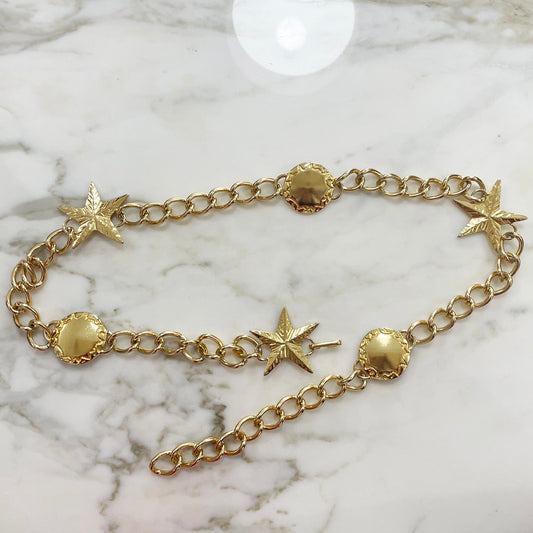 Vintage Gold Belt With Stars 1970/80s