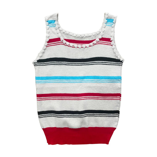 Vintage Striped Wool Blend Vest 1960s