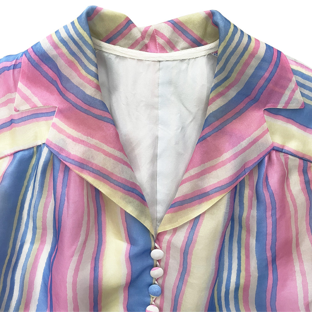 Vintage Sleeveless Shirt Tailored Colourful 1950s