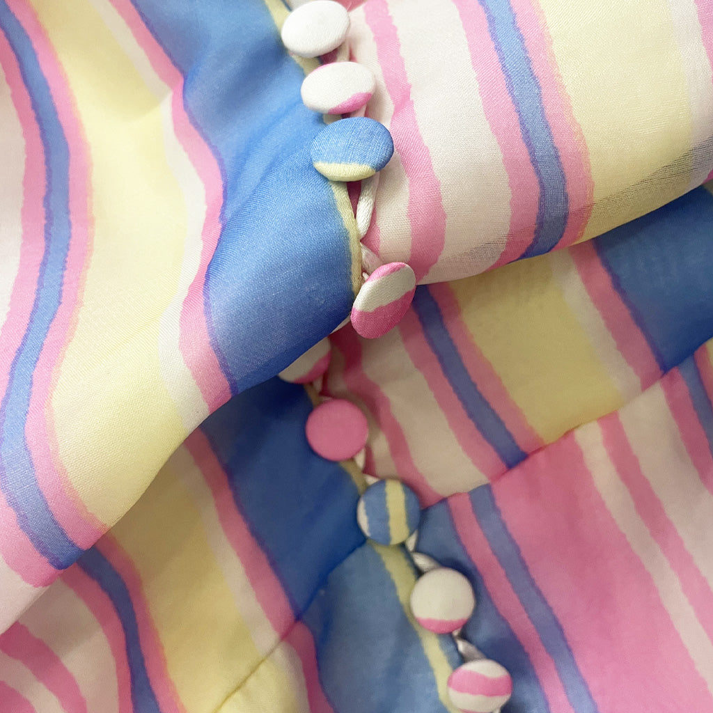 Vintage Sleeveless Shirt Tailored Colourful 1950s