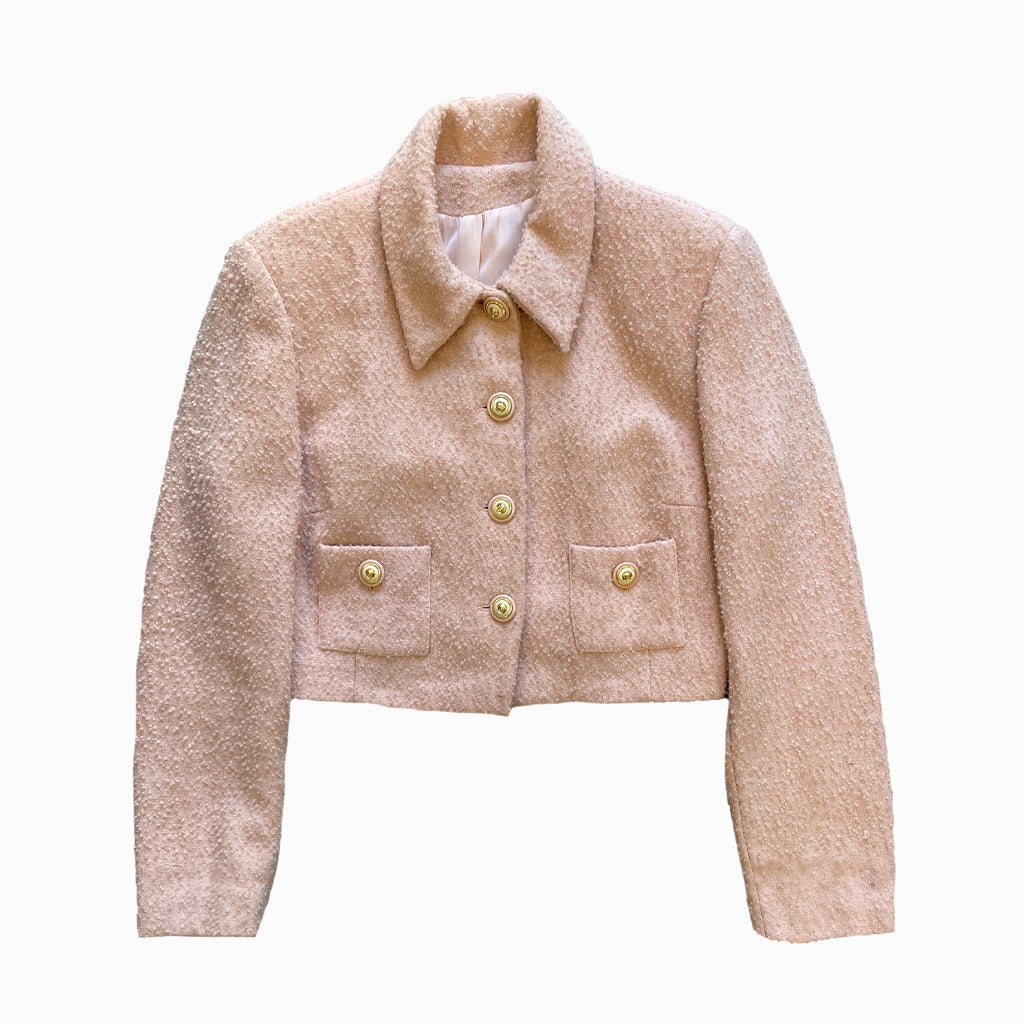 Vintage Pink Bouclé Wool Suit 1990s