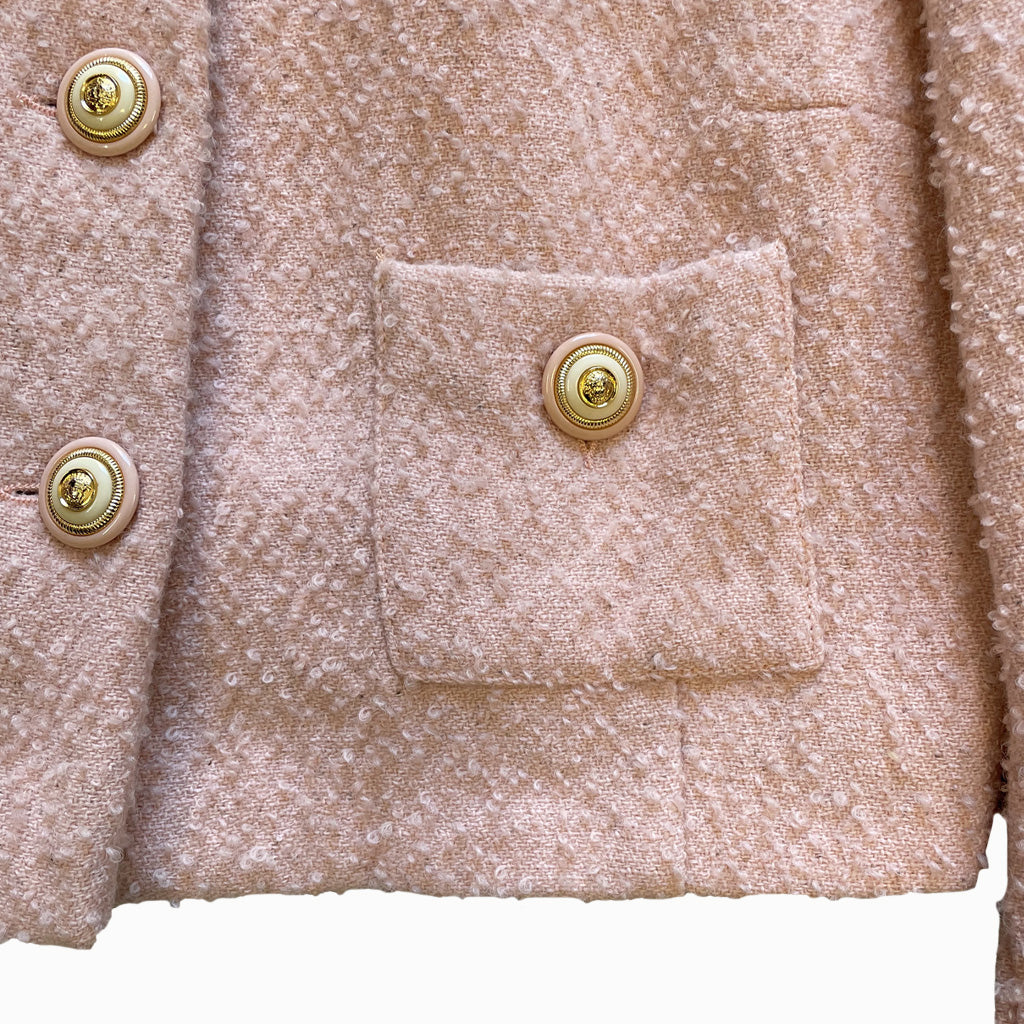 Vintage Pink Bouclé Wool Suit 1990s