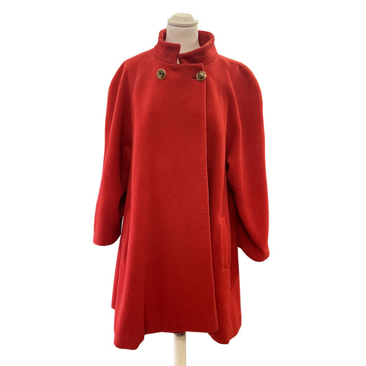 Vintage Coral Red Wool Cloth Coat 1960s