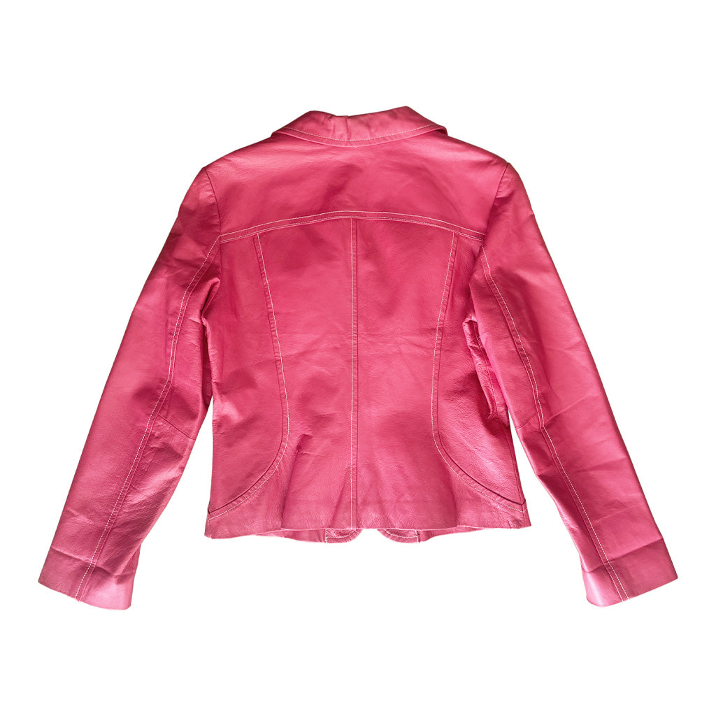 Vintage Fuchsia Pink Genuine Leather Jacket