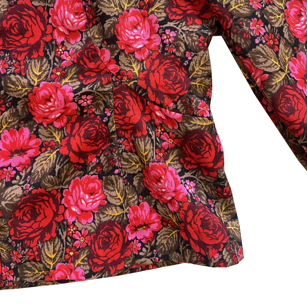 Vintage Tailored Blouse With Rose Pattern 1960s