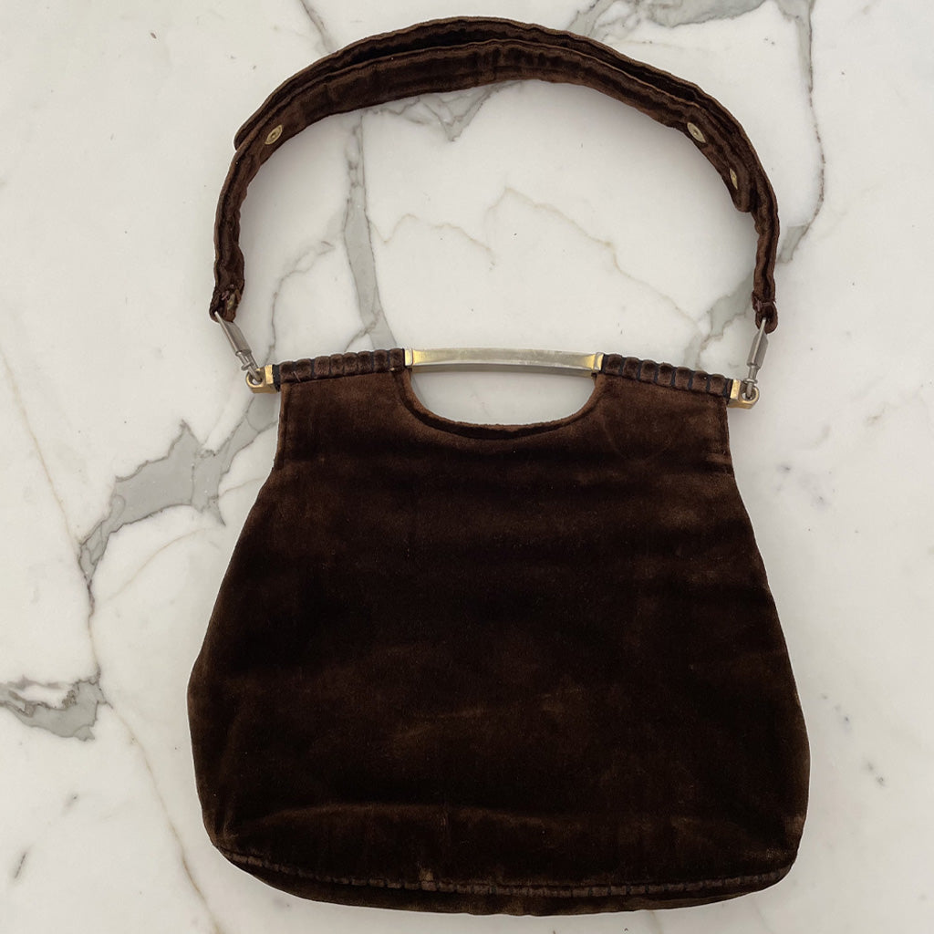 Vintage Brown Velvet Bag 1970s
