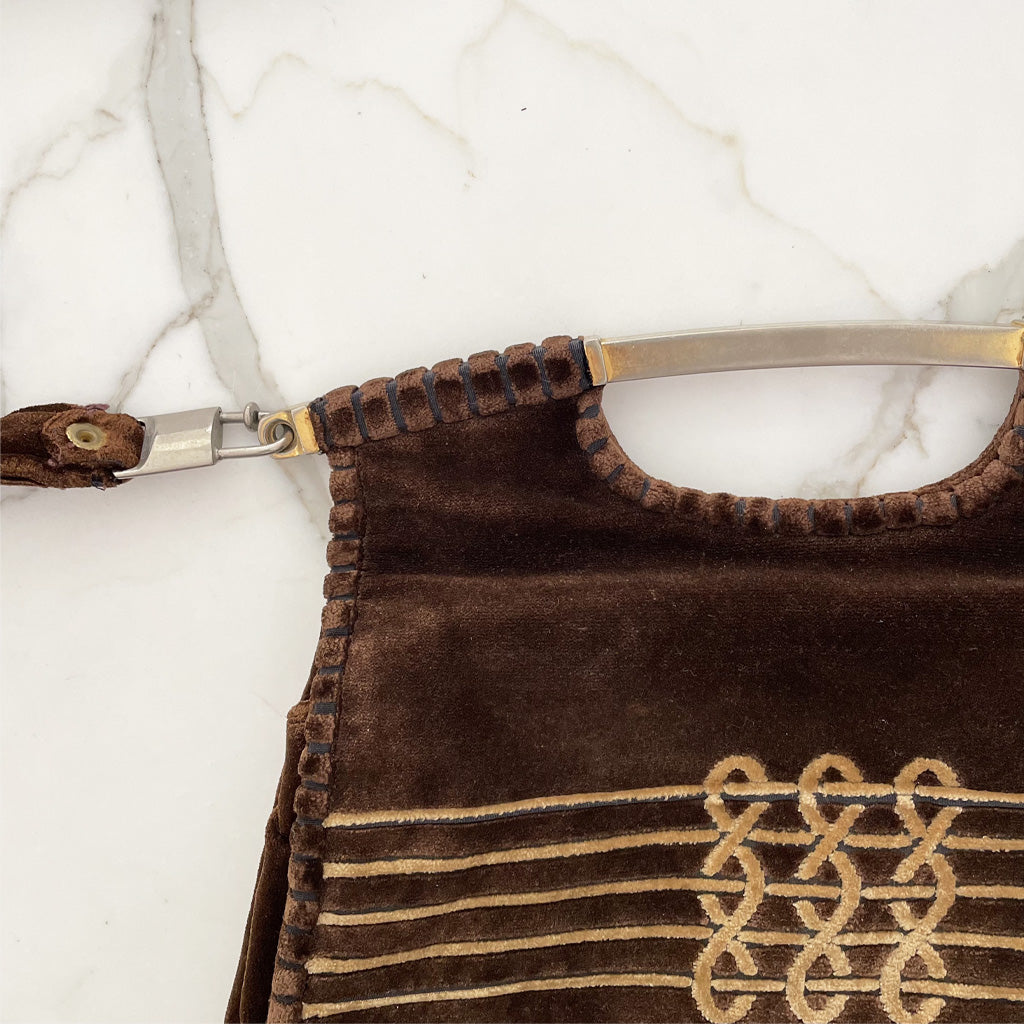 Vintage Brown Velvet Bag 1970s
