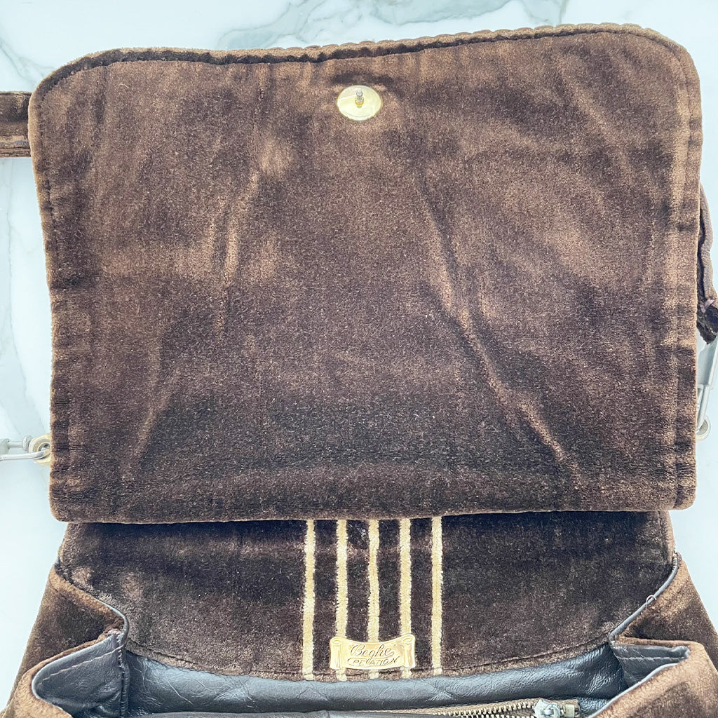 Vintage Brown Velvet Bag 1970s