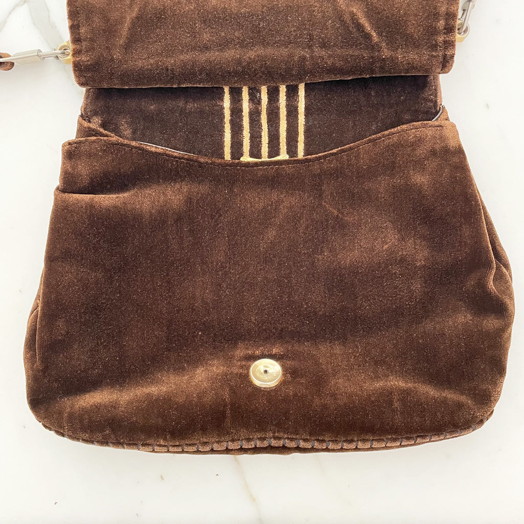 Vintage Brown Velvet Bag 1970s