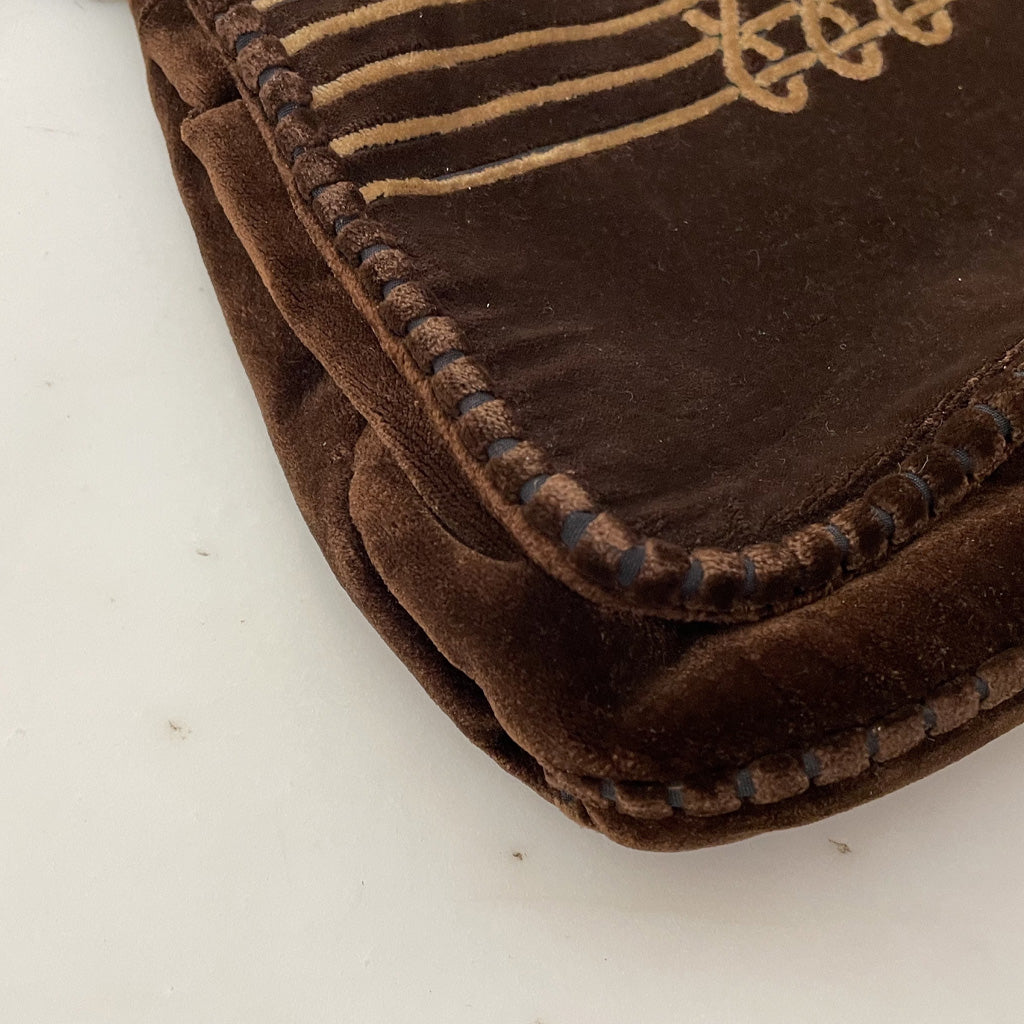 Vintage Brown Velvet Bag 1970s