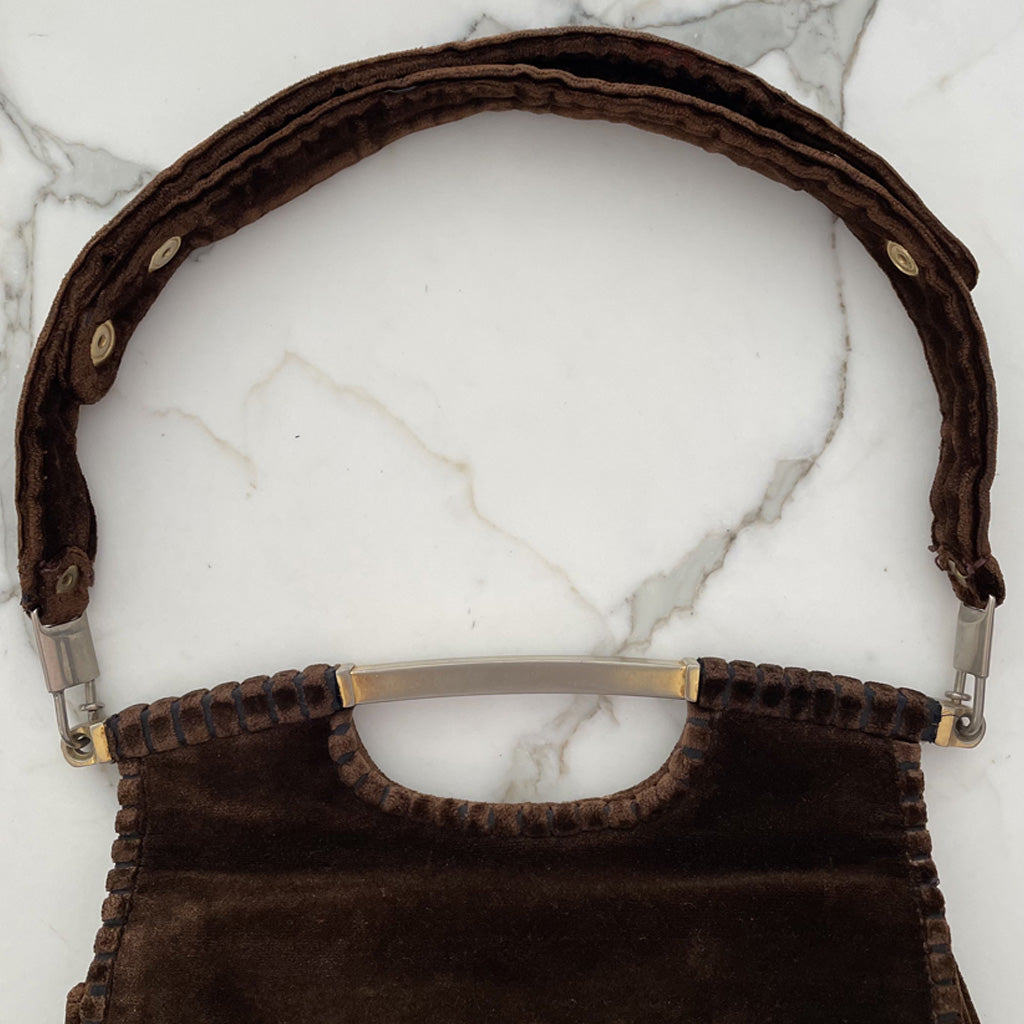 Vintage Brown Velvet Bag 1970s