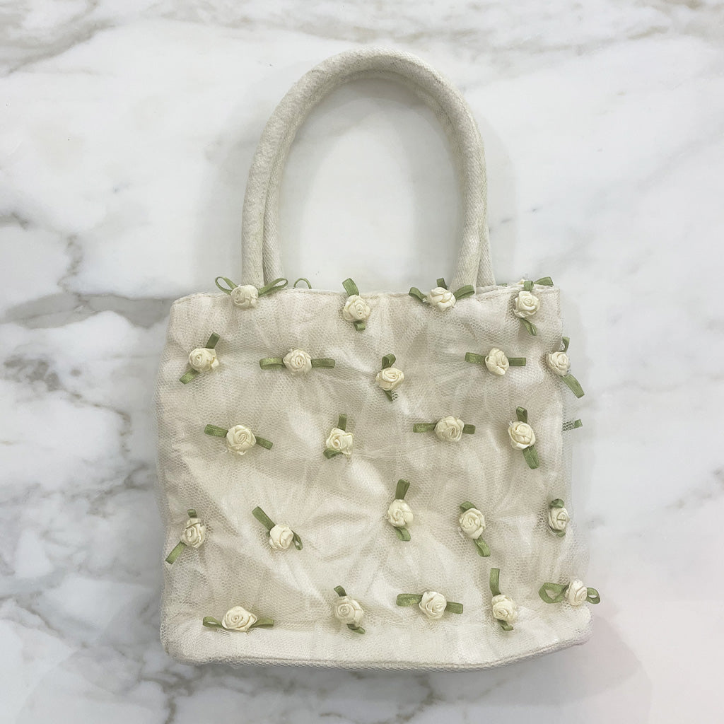 Vintage Fabric, Tulle and Roses Purse 1960s
