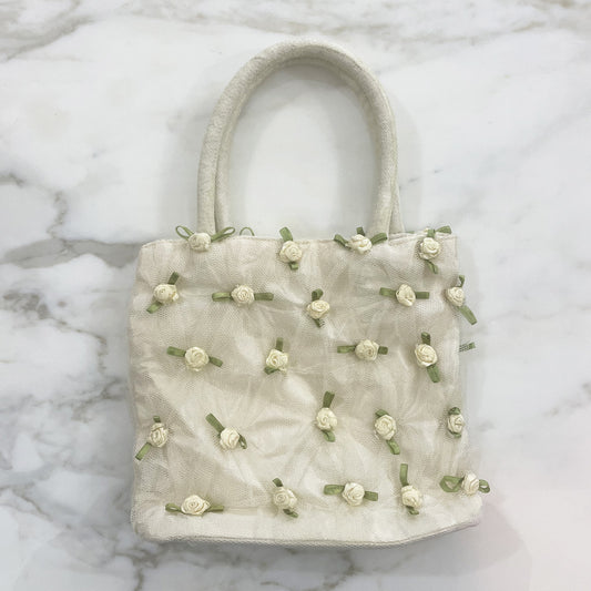 Vintage Fabric, Tulle and Roses Purse 1960s