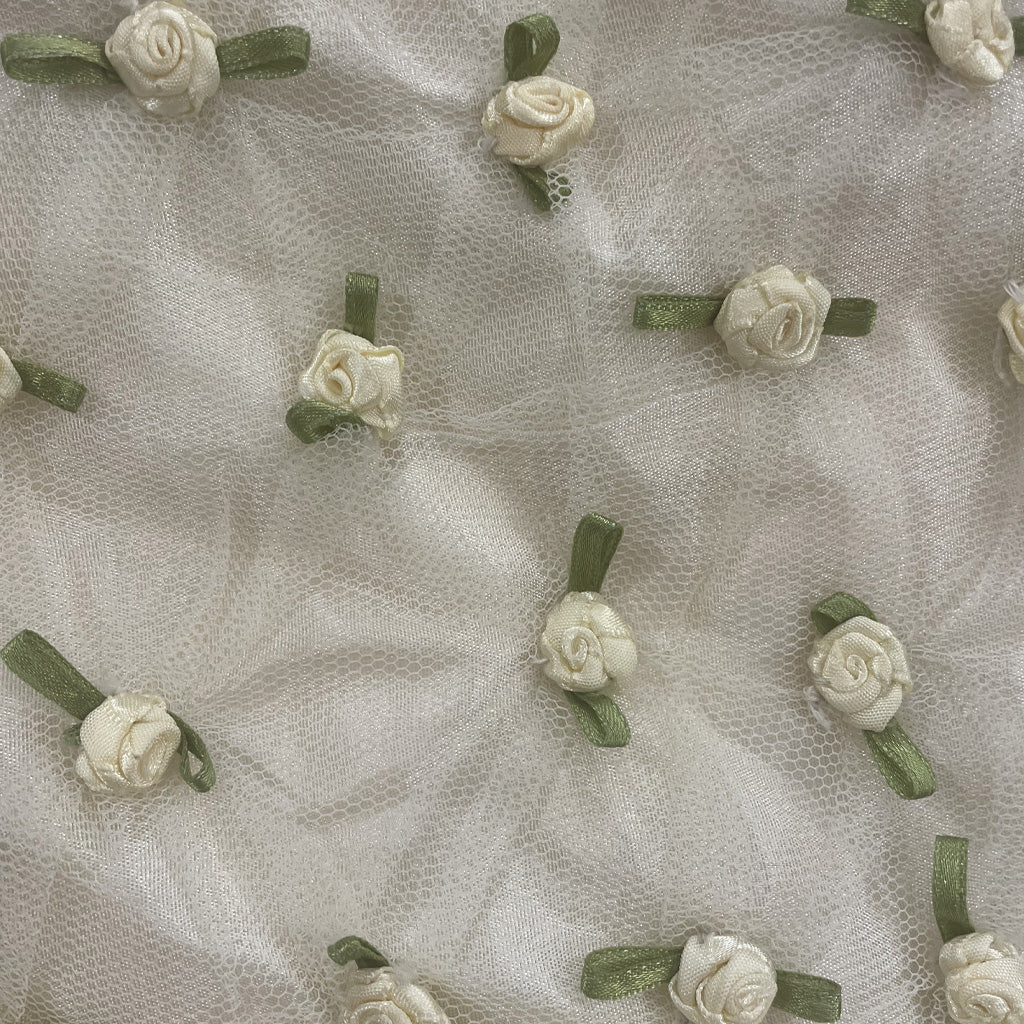 Vintage Fabric, Tulle and Roses Purse 1960s