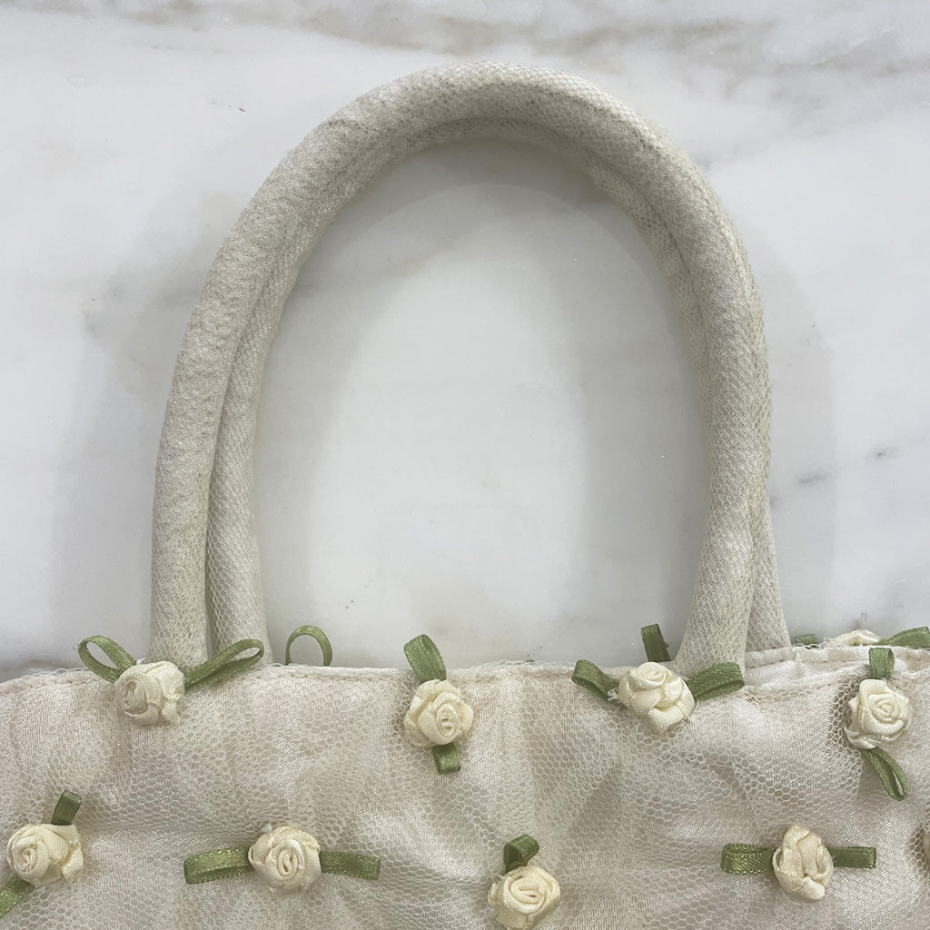 Vintage Fabric, Tulle and Roses Purse 1960s