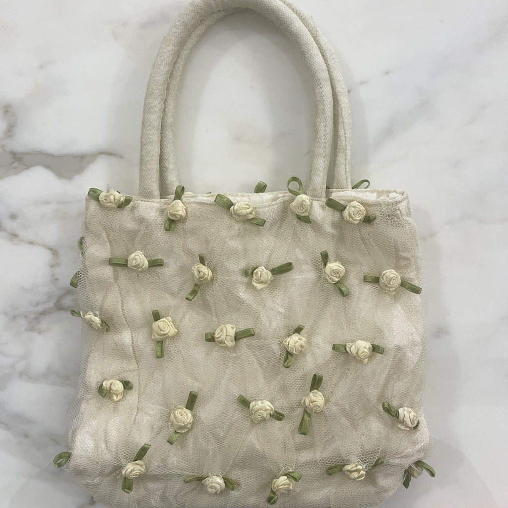 Vintage Fabric, Tulle and Roses Purse 1960s