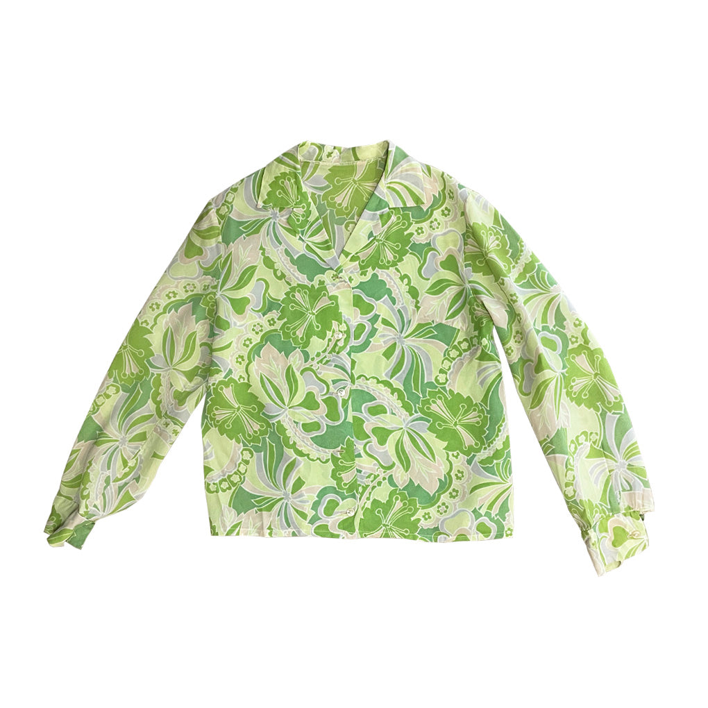 Vintage Green Patterned Shirt 1960s