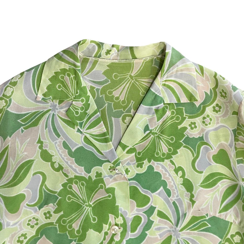 Vintage Green Patterned Shirt 1960s