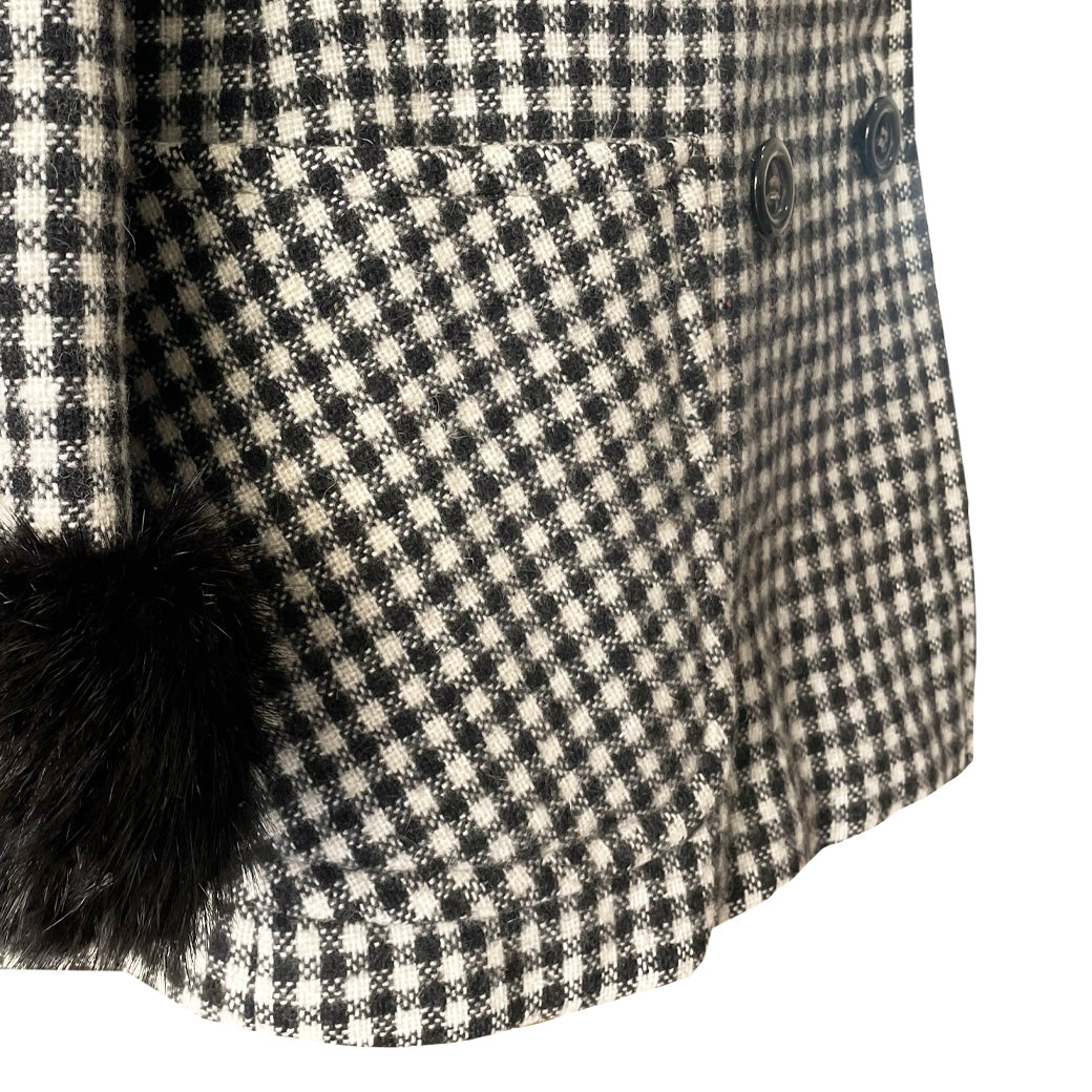 Vintage Checked Wool Jacket with Fur 1960s