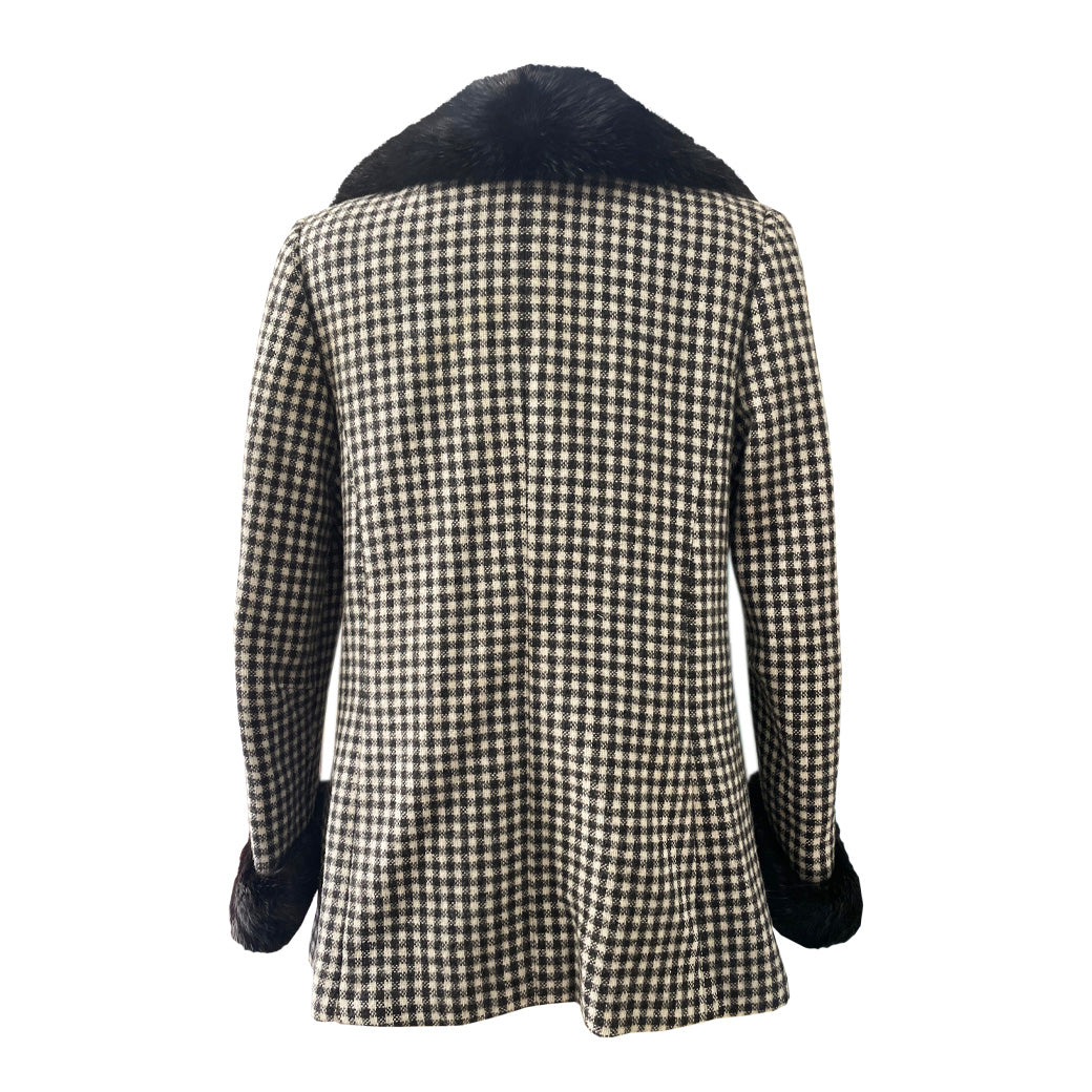 Vintage Checked Wool Jacket with Fur 1960s