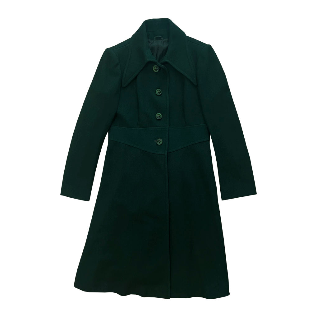 Vintage Green Tailored Wool Coat 1970s