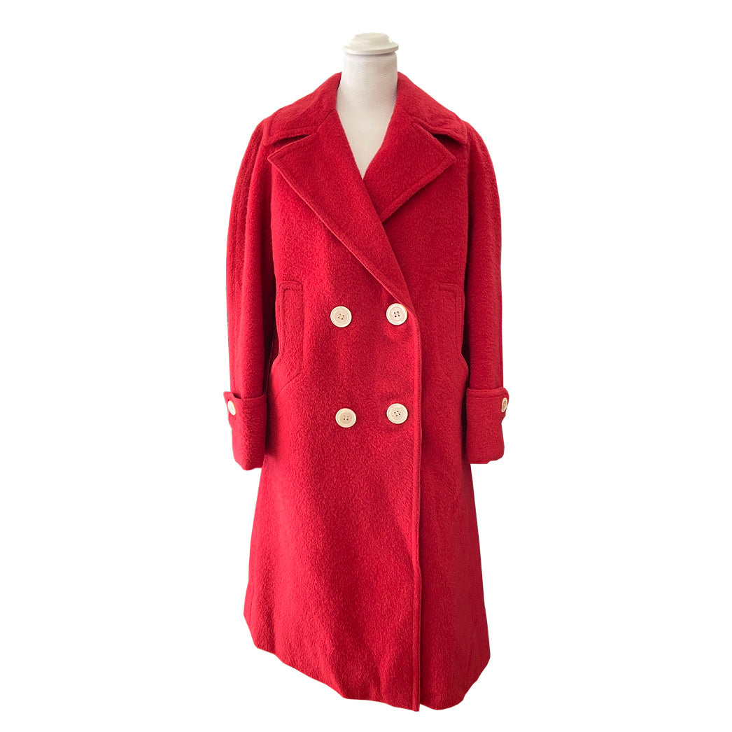 Vintage Red Wool Coat 1980s