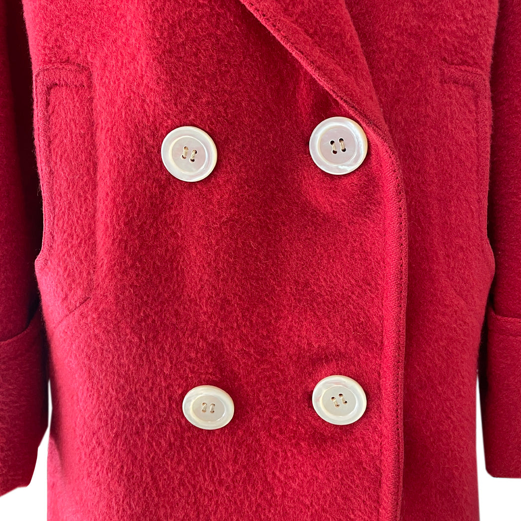 Vintage Red Wool Coat 1980s