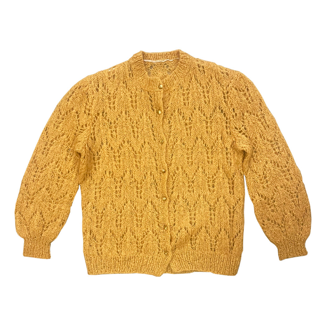 Vintage Hand Knitted Mustard Cardigan 1980s